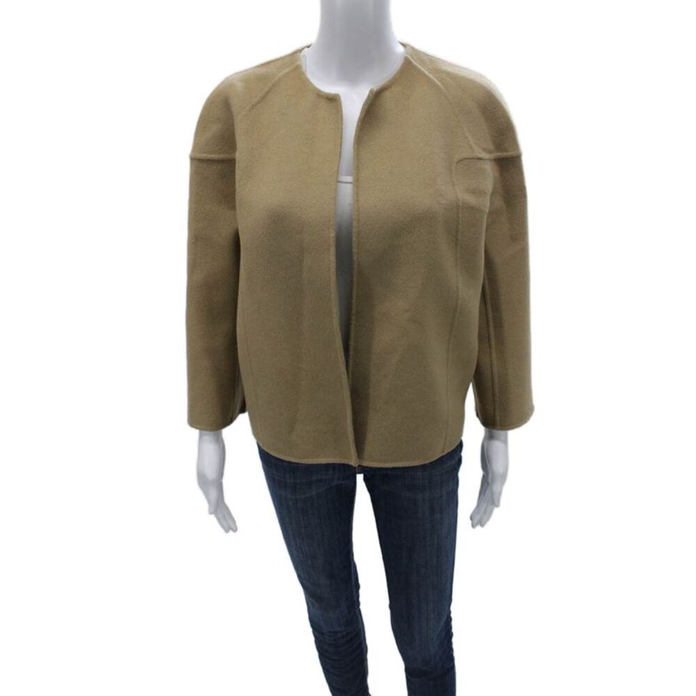 Michael Kors Womens Beige Wool Basic Jacket 3/4 Sleeve Size 4